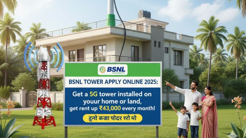 BSNL Tower Apply Online 2025: अपने घर या जमीन पर लगवाएं 5G टावर, हर महीने पाएं ₹43,000 तक किराया!