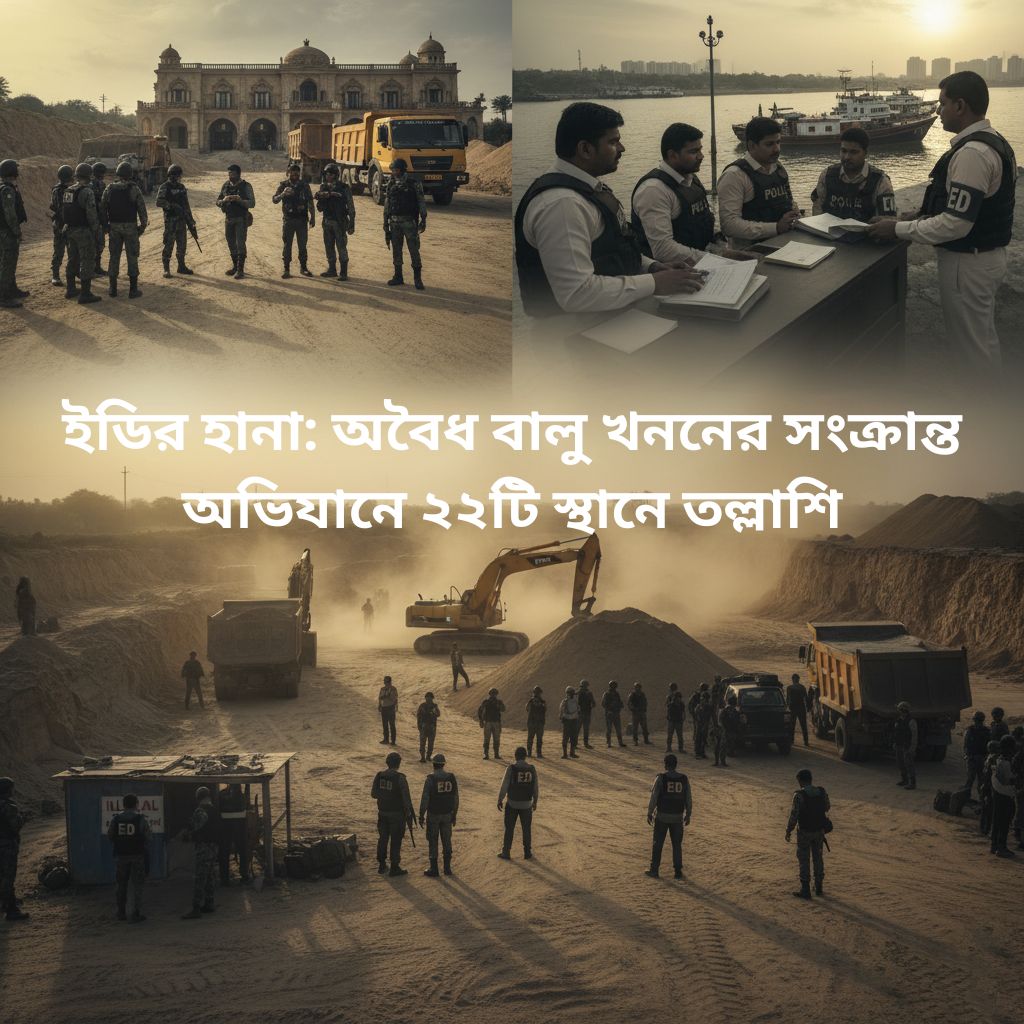 ইডির হানা: অবৈধ বালু খননের সংক্রান্ত অভিযানে ২২টি স্থানে তল্লাশি