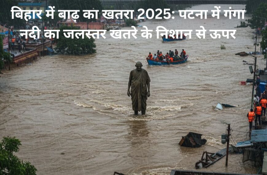 बिहार में बाढ़ का खतरा 2025: पटना में गंगा नदी का जलस्तर खतरे के निशान से ऊपर