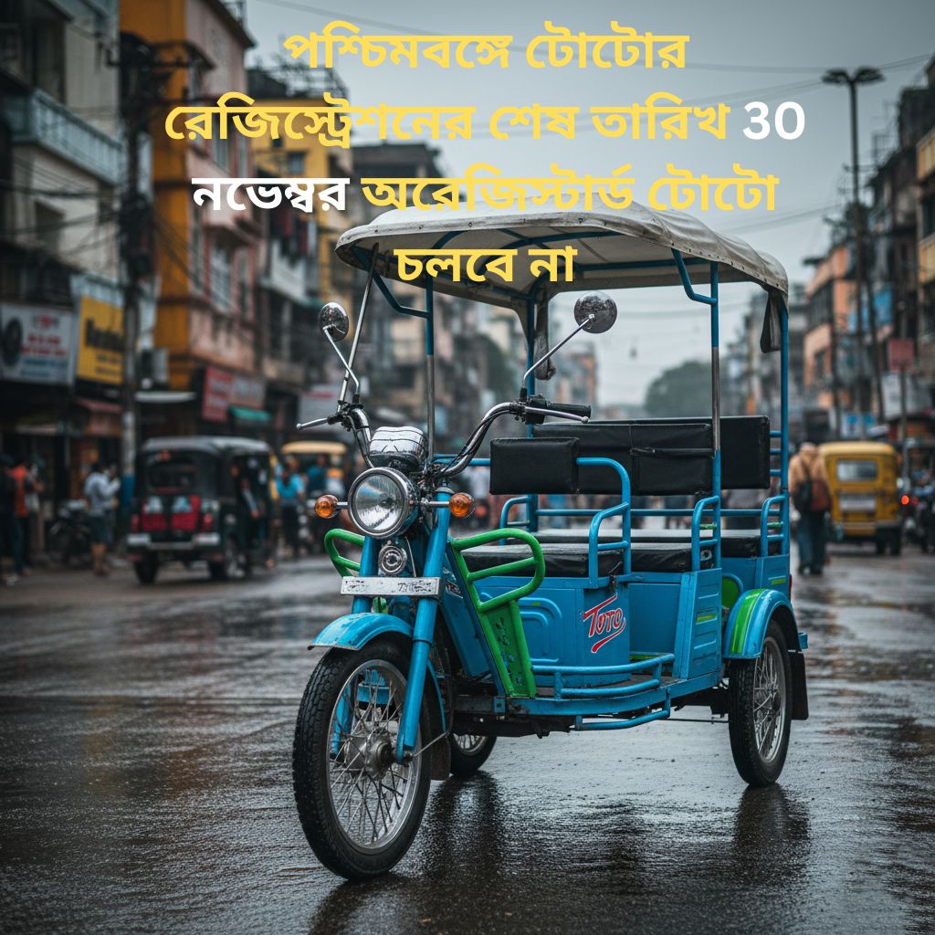 পশ্চিমবঙ্গে টোটোর রেজিস্ট্রেশনের শেষ তারিখ 30 নভেম্বর অরেজিস্টার্ড টোটো চলবে না