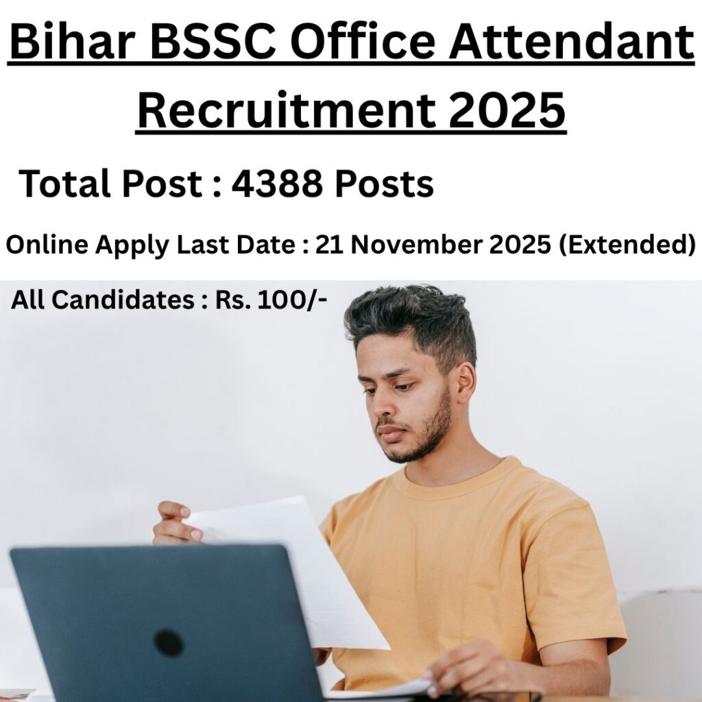 Bihar BSSC Office Attendant Recruitment 2025 | Apply Online for 4388 Posts