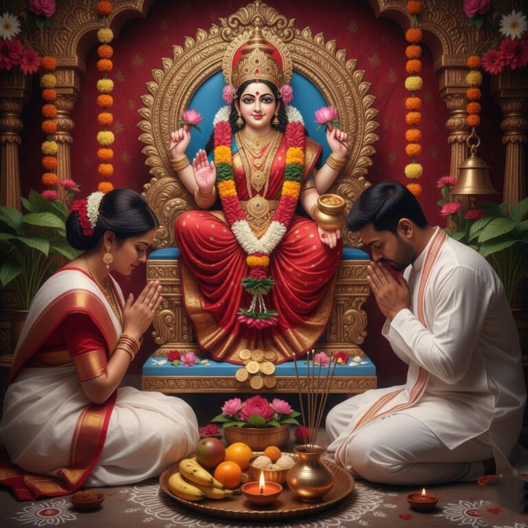 সমৃদ্ধির প্রার্থনায় দেবী লক্ষ্মীর আরাধনা