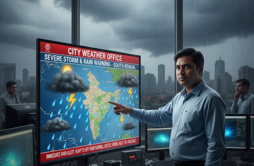 🌧️ শহরের আবহাওয়া মণ্ডলে ঝড়ের সম্ভাবনা দক্ষিণবঙ্গে বৃষ্টির সতর্কতা