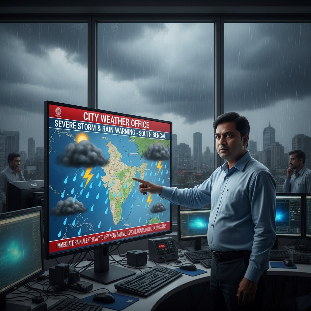 🌧️ শহরের আবহাওয়া মণ্ডলে ঝড়ের সম্ভাবনা দক্ষিণবঙ্গে বৃষ্টির সতর্কতা