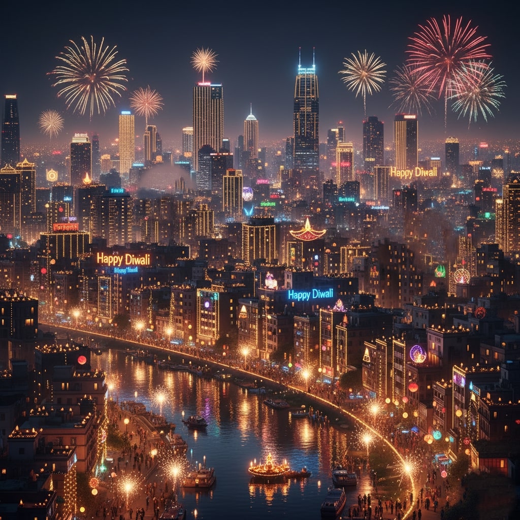 আলোকসজ্জায় ঝলমল শহর: দীপাবলির আনন্দঘন পরিবেশ