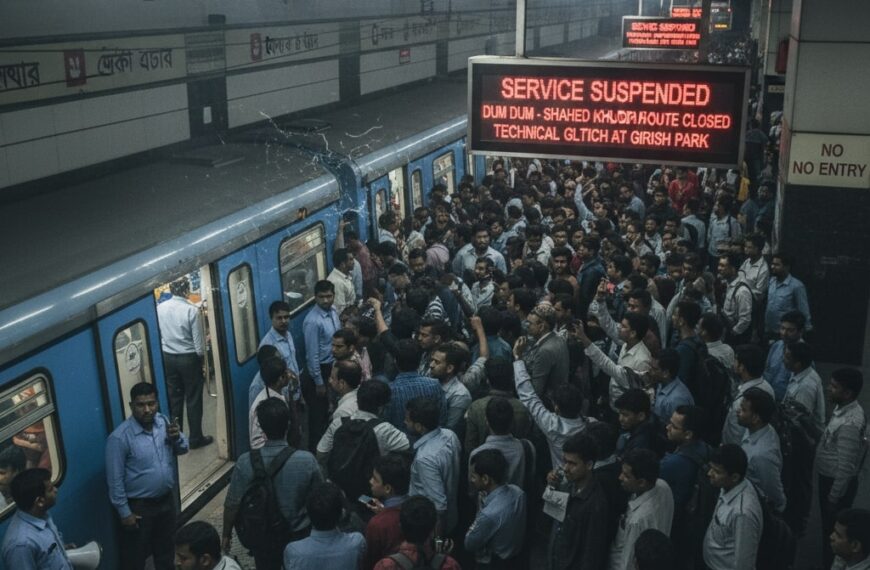 মেট্রো পরিষেবায় বিঘ্ন: কলকাতার ব্লু লাইনে গিরিশ পার্কে ত্রুটির কারণে দমদম-শহিদ ক্ষুদিরাম রুটে মেট্রো বন্ধ