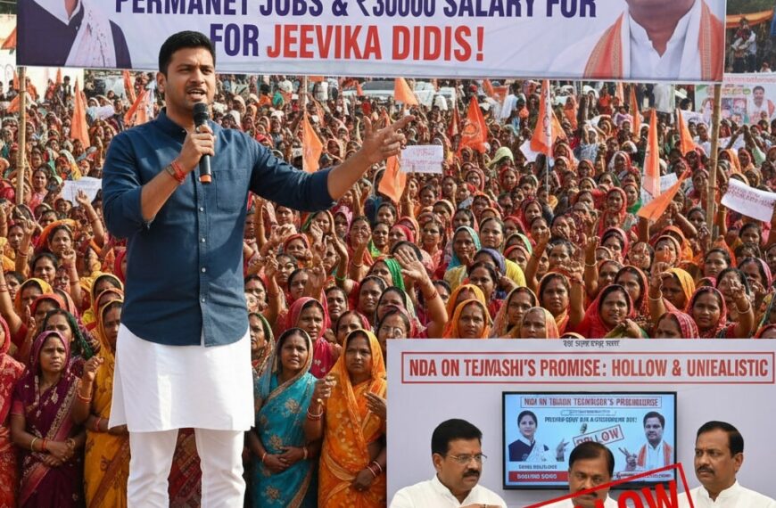 तेजस्वी यादव का वादा: जीविका दीदियों को स्थायी नौकरी और ₹30000 वेतन NDA ने बताया खोखली