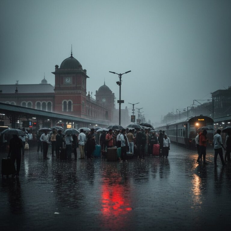 হাওড়া স্টেশনে ট্রেন চলাচলে বিঘ্ন বৃষ্টির কারণে বহু ট্রেন বাতিল!