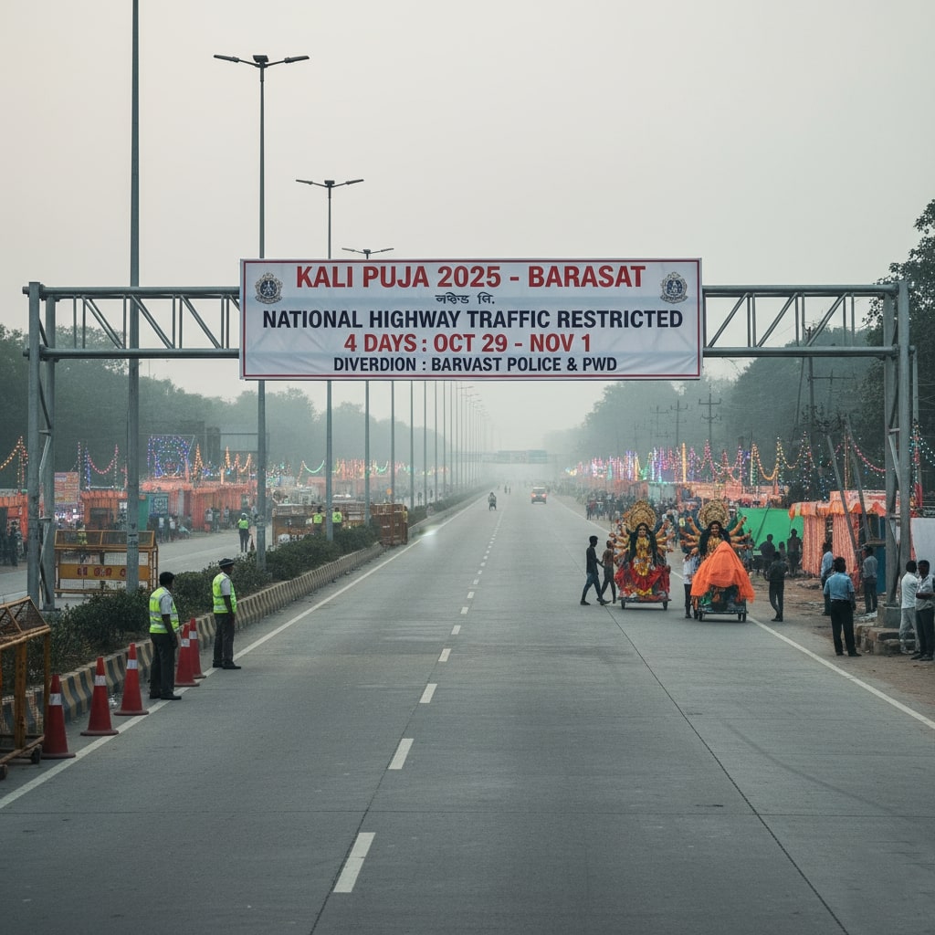 বারাসাতে কালীপুজোয় চার দিনের জন্য জাতীয় সড়কে চলাচল সীমাবদ্ধ থাকবে