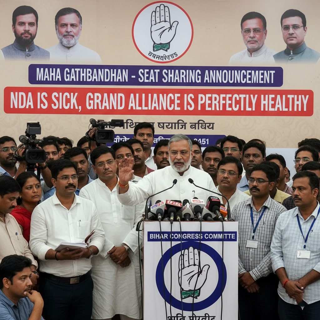 बीमार NDA है महागठबंधन बिल्कुल स्वस्थ — सीट शेयरिंग और मुकेश सहनी के बयान पर बिहार कांग्रेस अध्यक्ष का बड़ा बयान