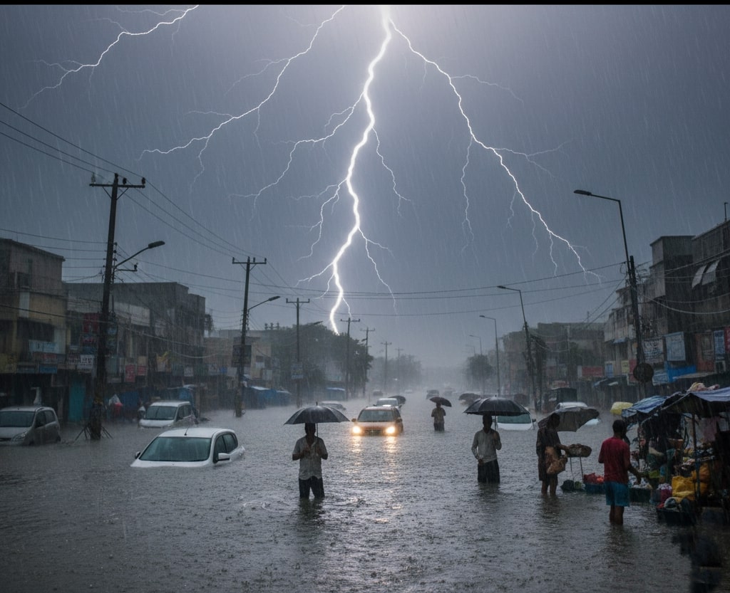 বজ্রপাত ঝড় ও জলজট: রাজ্যজুড়ে বৃষ্টির দাপটে নাজেহাল জনজীবন