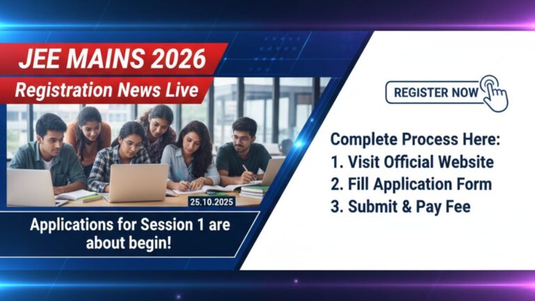 JEE Mains 2026 Registration News Live: Session 1 के लिए आवेदन शुरू होने वाले हैं, यहाँ जानें पूरी प्रक्रिया