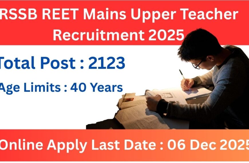 RSSB REET Mains Upper Teacher Recruitment 2025