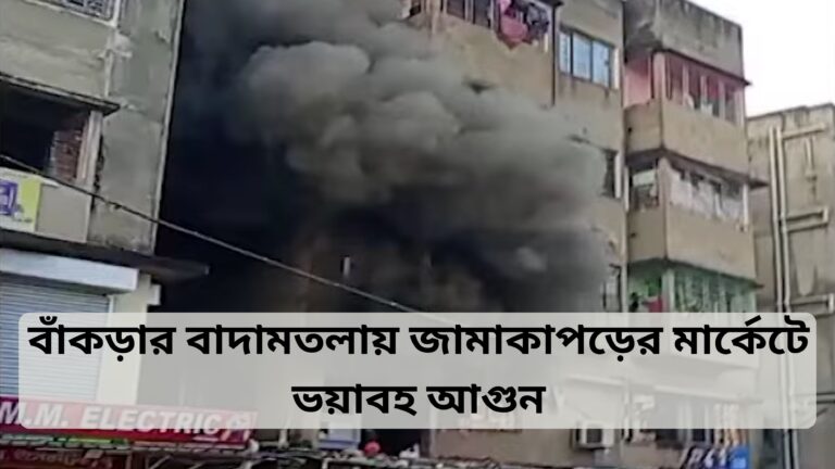 বাঁকড়ার বাদামতলায় জামাকাপড়ের মার্কেটে ভয়াবহ আগুন