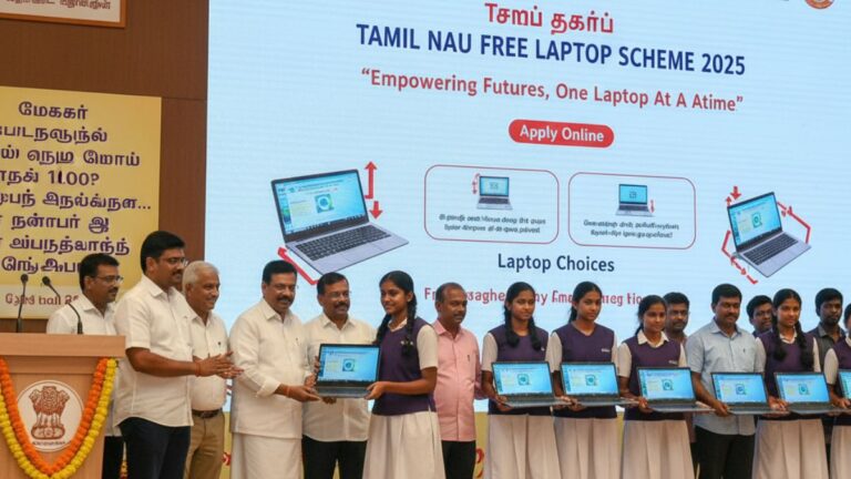 Tamil Nadu Free Laptop Scheme 2025 – Apply Online, Laptop Choice, Budget & Latest Update create images