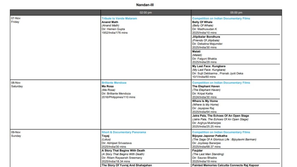 ৭ নভেম্বর থেকে Nandan হল-এ শুরু হচ্ছে বিশ্ব চলচ্চিত্র উৎসব